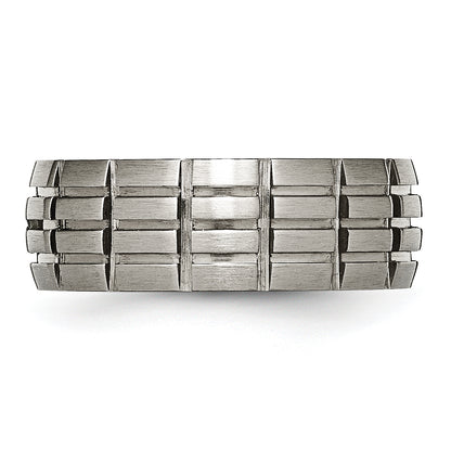 Titanium Satin 8mm Notched And Grooved Band