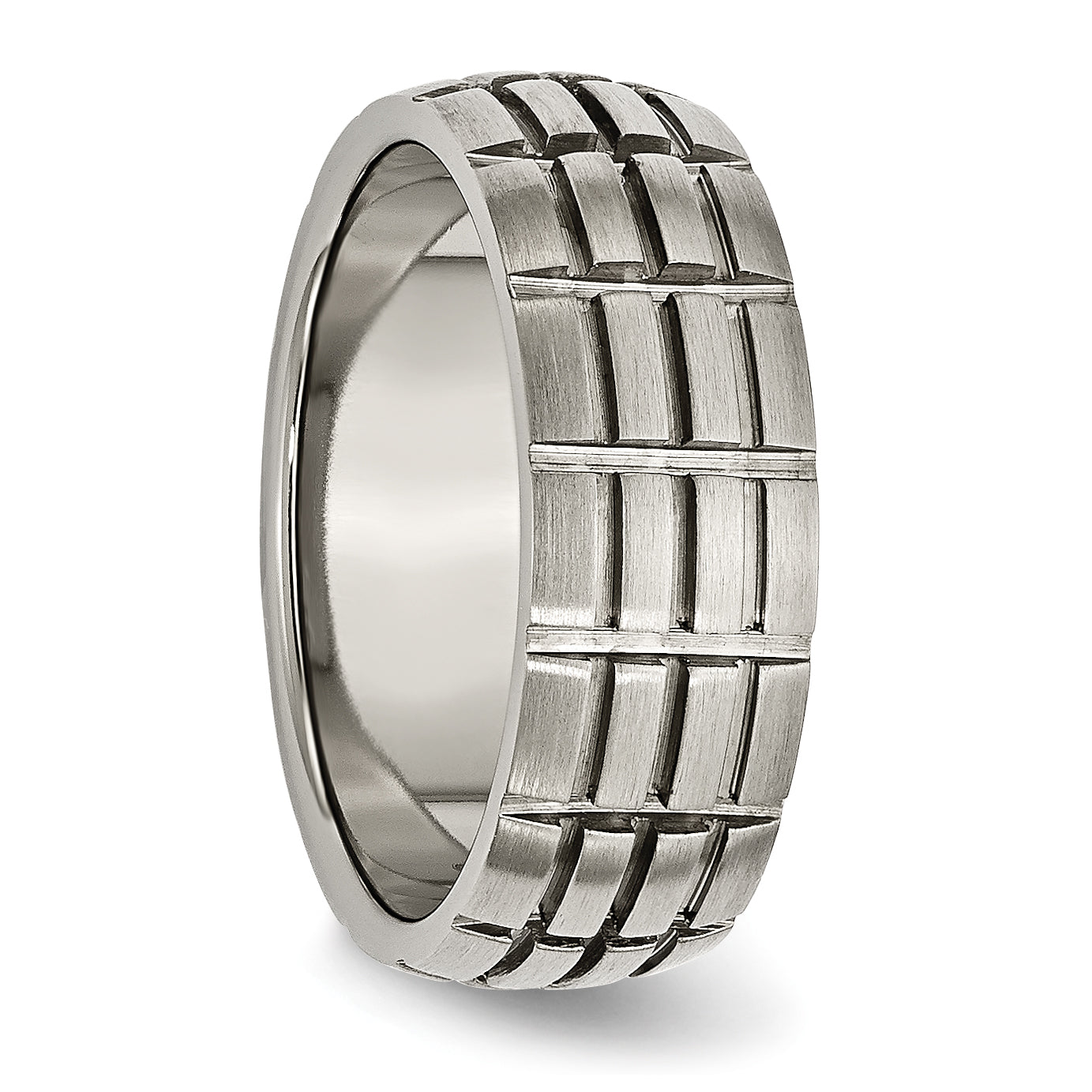 Titanium Satin 8mm Notched And Grooved Band