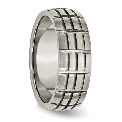 Titanium Satin 8mm Notched And Grooved Band