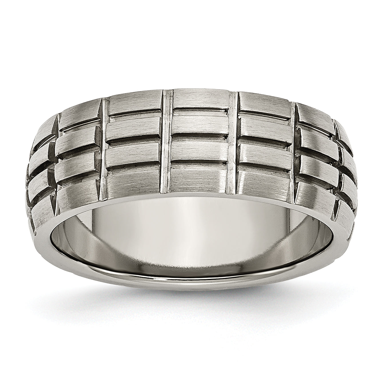 Titanium Satin 8mm Notched And Grooved Band