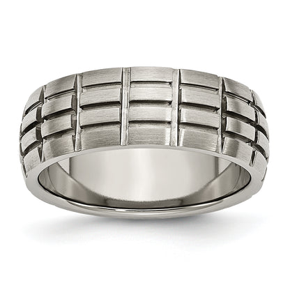 Titanium Satin 8mm Notched And Grooved Band