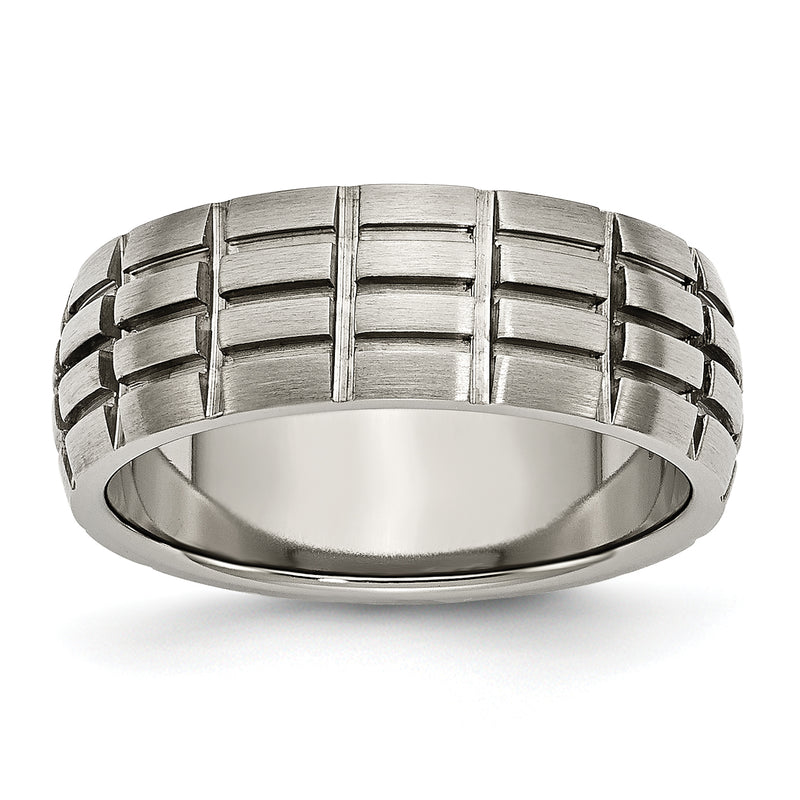 Titanium Satin 8mm Notched And Grooved Band