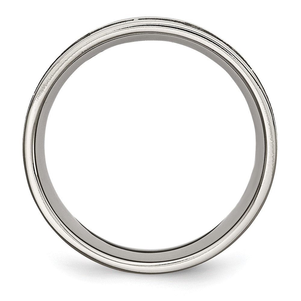 Titanium Brushed Laser Design 8mm Flat Band (Size 13 Only)