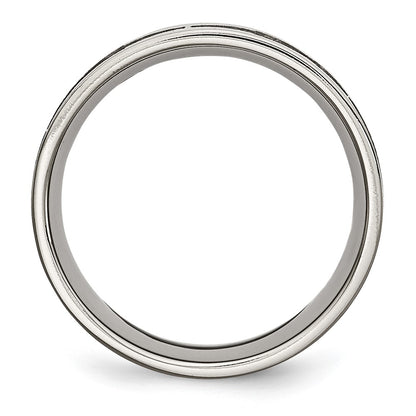 Titanium Brushed Laser Design 8mm Flat Band (Size 13 Only)