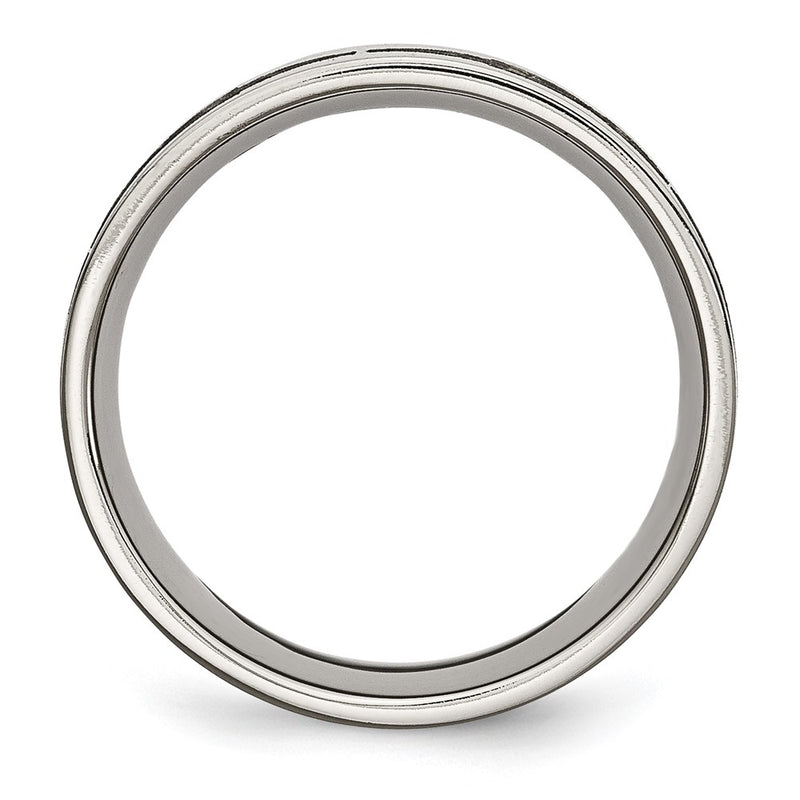 Titanium Brushed Laser Design 8mm Flat Band (Size 13 Only)