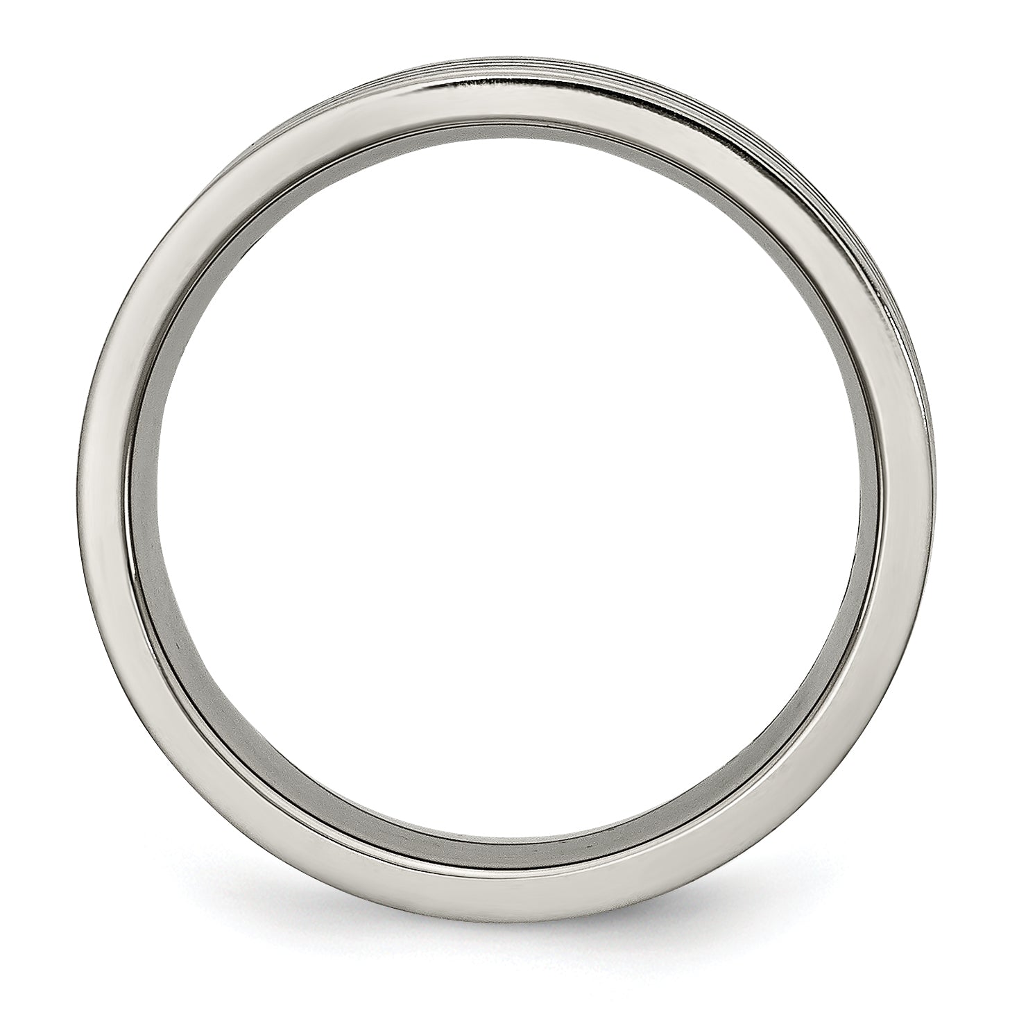 Titanium Satin And Polished Black Enamel Striped 6mm Flat Band