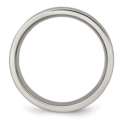 Titanium Satin And Polished Black Enamel Striped 6mm Flat Band