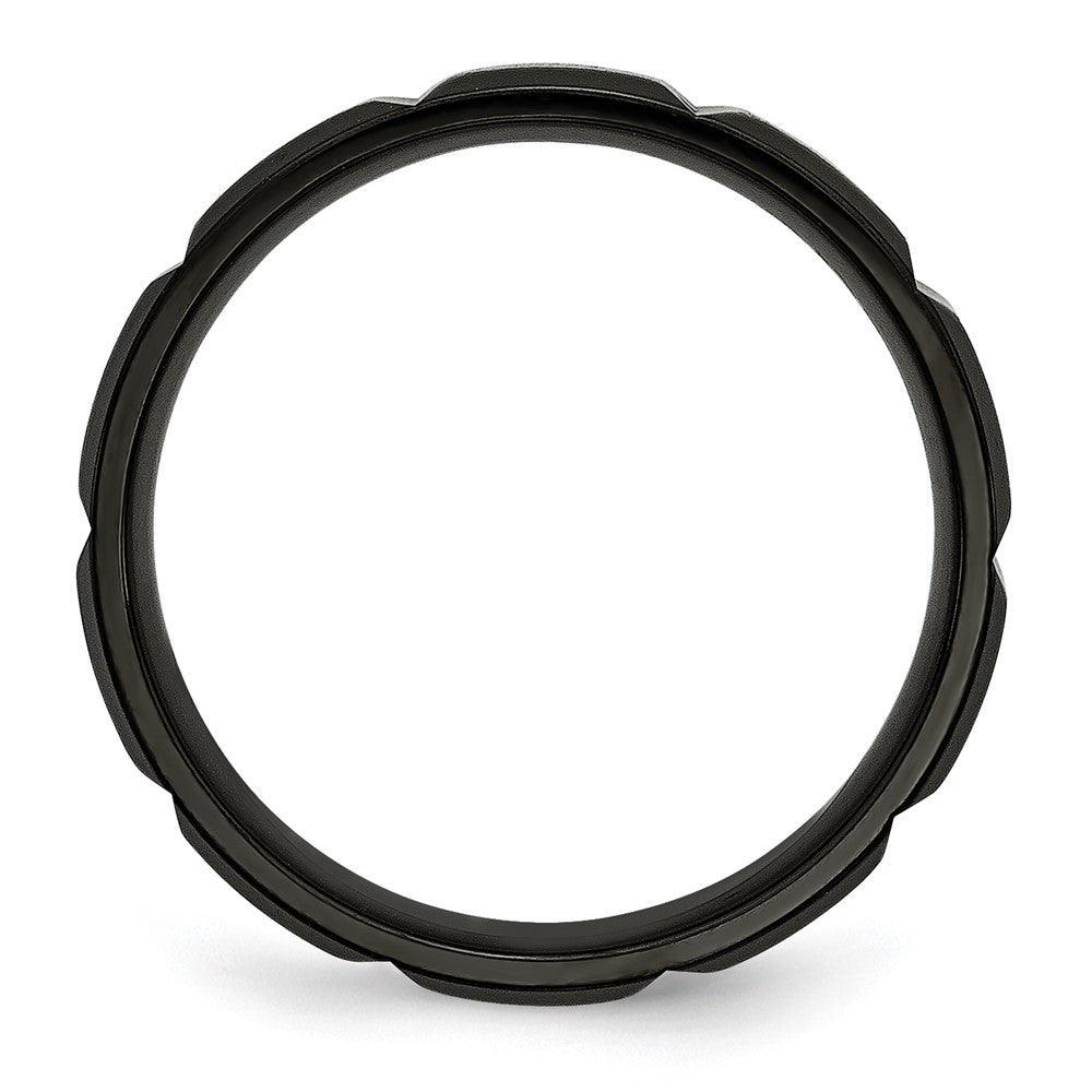 Titanium Grooved Black Ip Plated 6mm Brushed And Polished Band