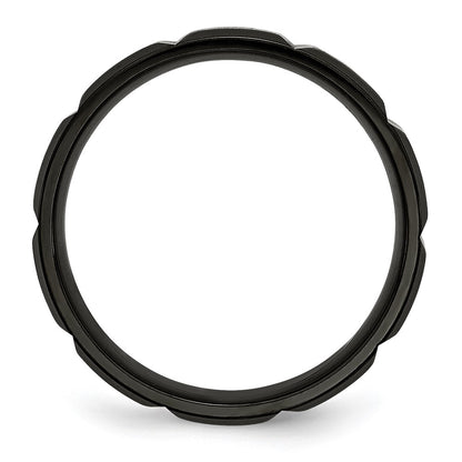 Titanium Grooved Black Ip Plated 6mm Brushed And Polished Band