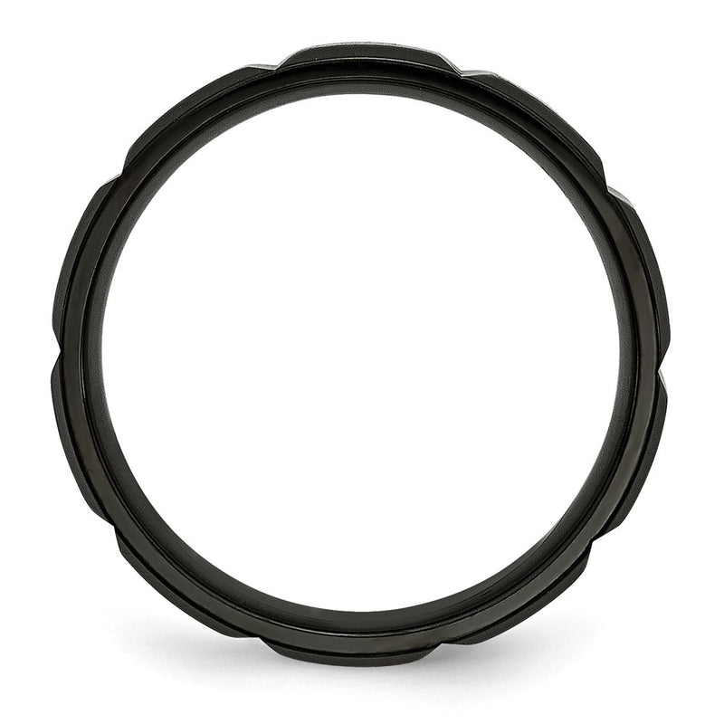 Titanium Grooved Black Ip Plated 6mm Brushed And Polished Band