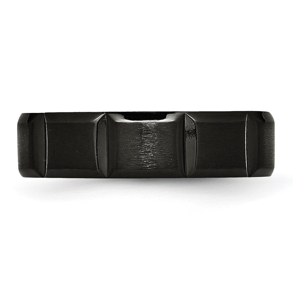 Titanium Grooved Black Ip Plated 6mm Brushed And Polished Band