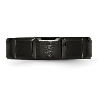 Titanium Grooved Black Ip Plated 6mm Brushed And Polished Band