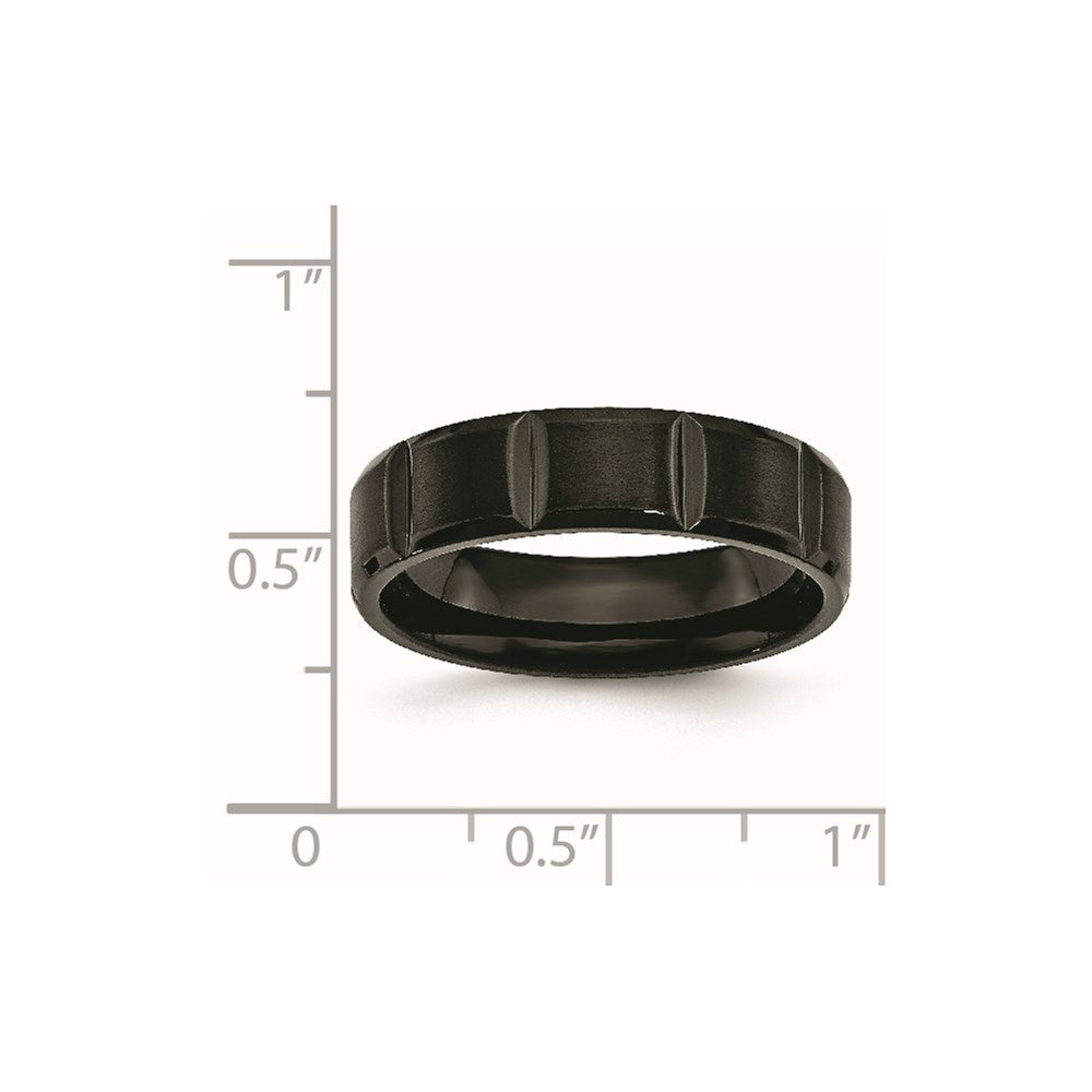 Titanium Grooved Black Ip Plated 6mm Brushed And Polished Band