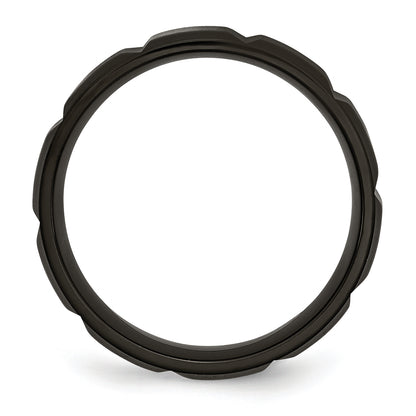 Titanium Brushed And Polished Black Ip Plated 8mm Grooved Band
