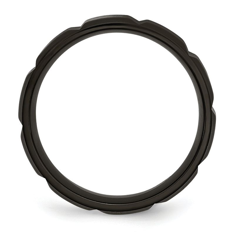 Titanium Brushed And Polished Black Ip Plated 8mm Grooved Band