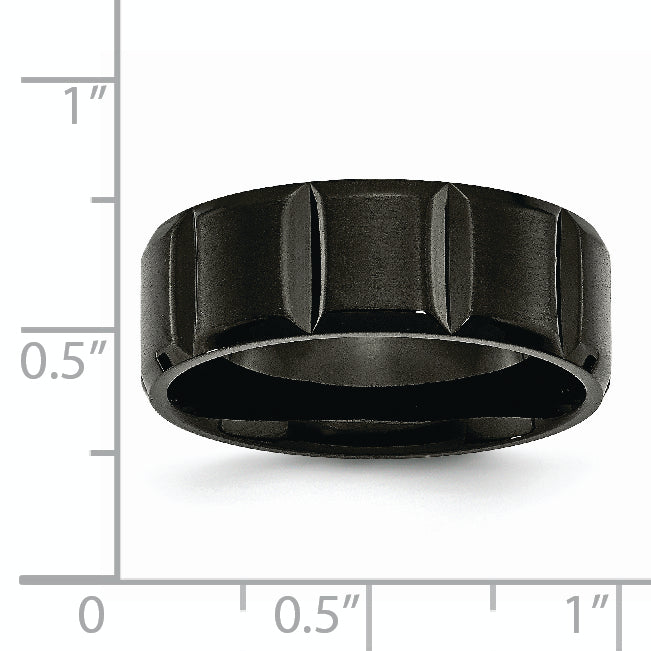 Titanium Brushed And Polished Black Ip Plated 8mm Grooved Band