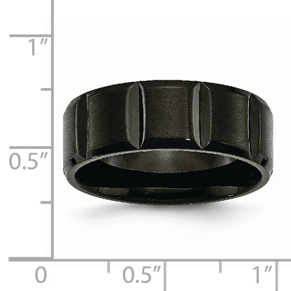 Titanium Brushed And Polished Black Ip Plated 8mm Grooved Band