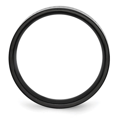 Titanium Brushed/Polished Black Ip Laser Etched Greek Key 6mm Band