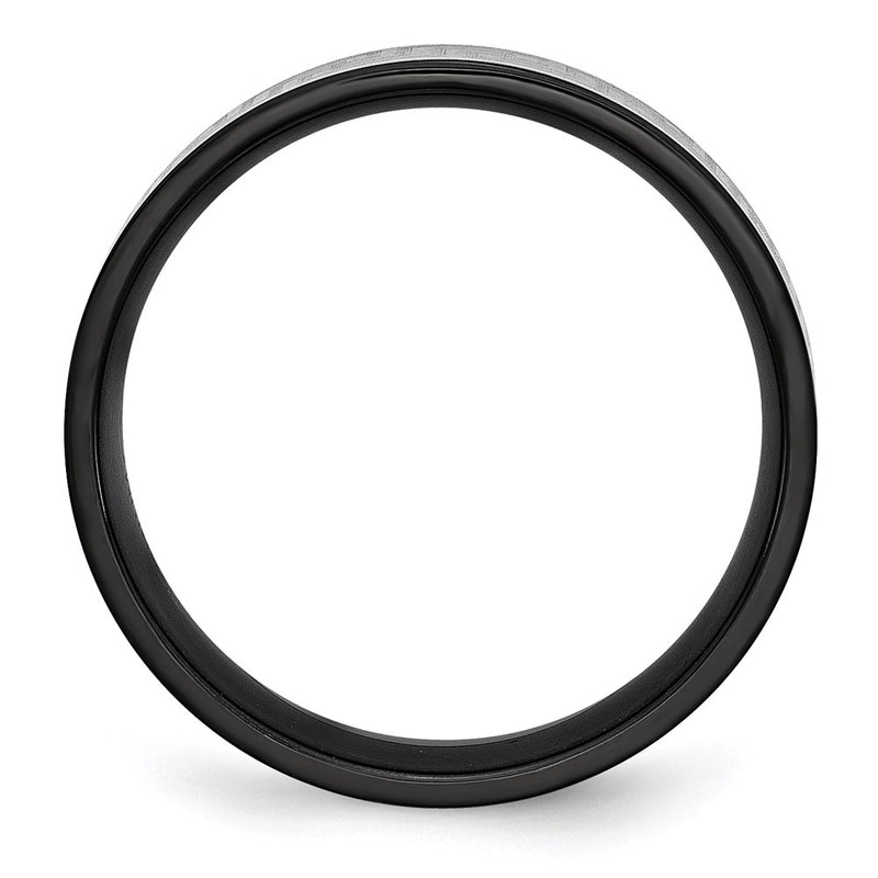 Titanium Brushed/Polished Black Ip Laser Etched Greek Key 6mm Band
