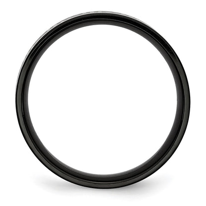 Titanium Black Ip Plated Greek Key Laser Etched 8mm Brushed/Polished Band