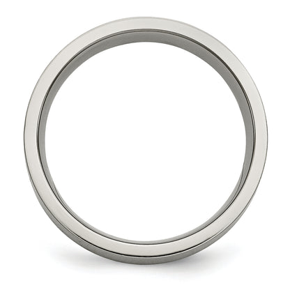 Titanium/Silver Two Tone Titanium Brushed Sterling Silver Inlay 6mm Flat Band