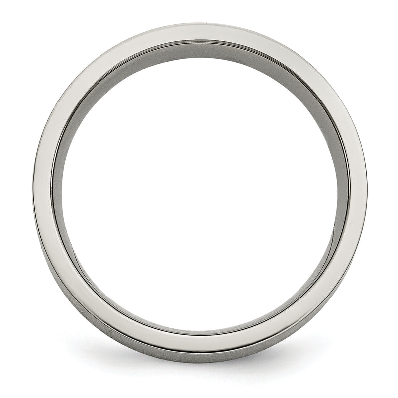 Titanium/Silver Two Tone Titanium Brushed Sterling Silver Inlay 6mm Flat Band