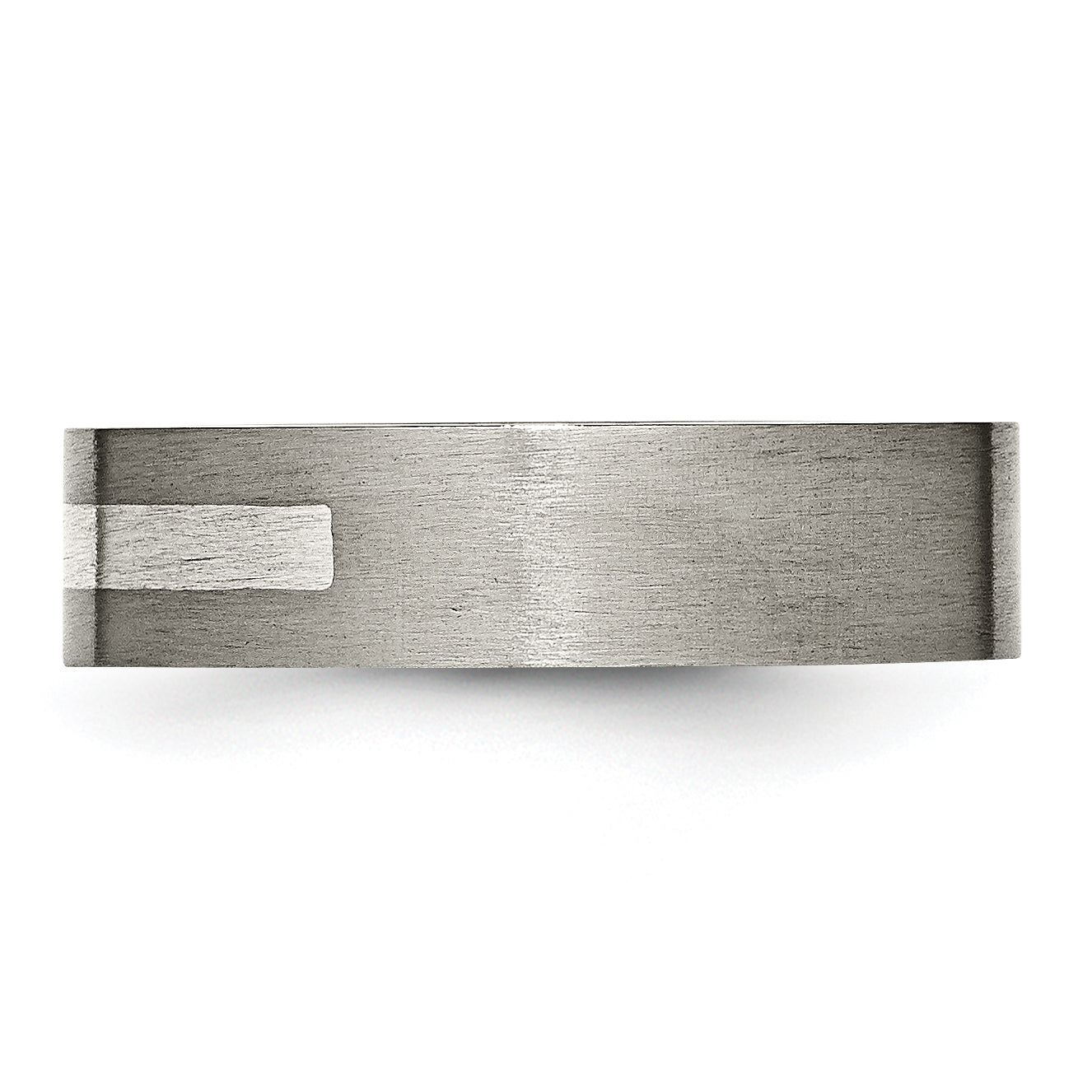 Titanium/Silver Two Tone Titanium Brushed Sterling Silver Inlay 6mm Flat Band
