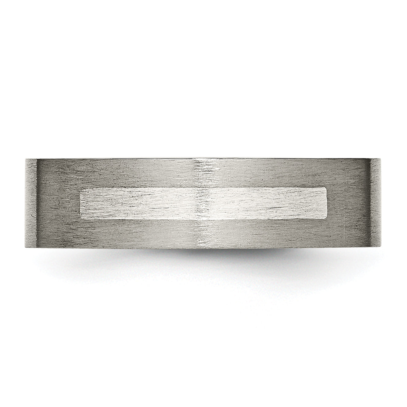 Titanium/Silver Two Tone Titanium Brushed Sterling Silver Inlay 6mm Flat Band