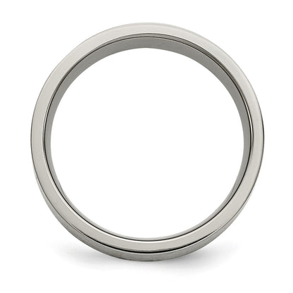 Titanium/Silver Two Tone Titanium Brushed Sterling Silver Inlay 8mm Flat Band