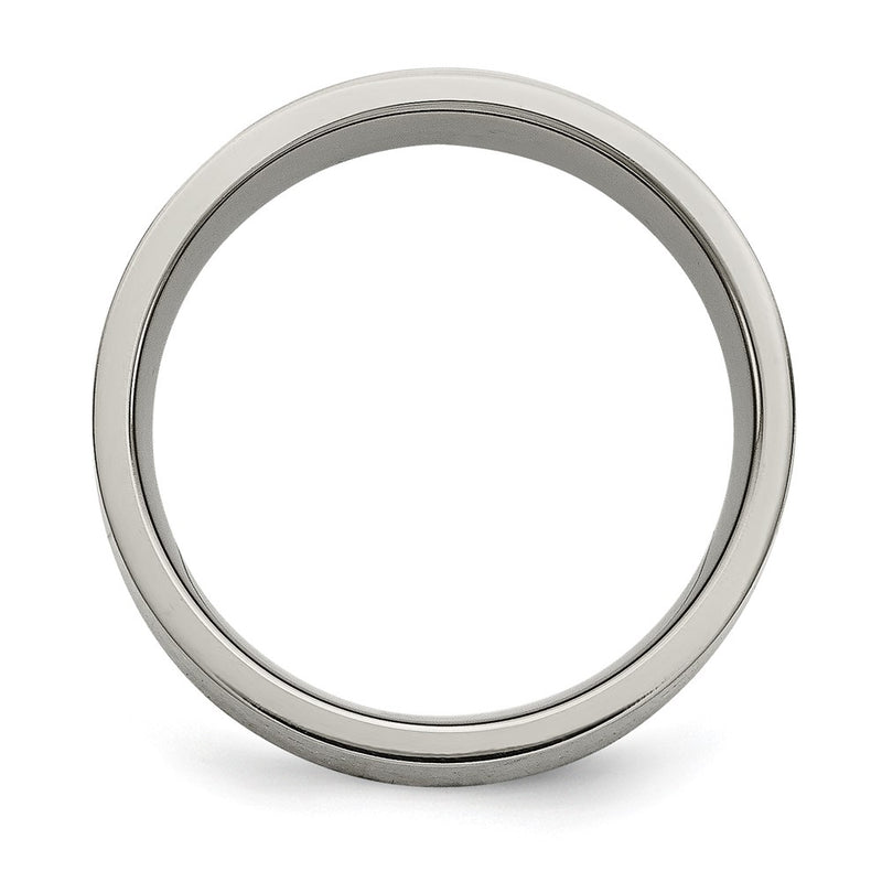 Titanium/Silver Two Tone Titanium Brushed Sterling Silver Inlay 8mm Flat Band