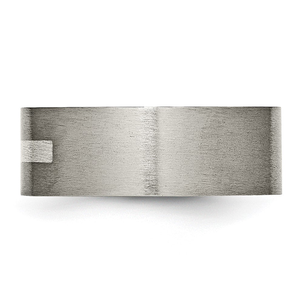 Titanium/Silver Two Tone Titanium Brushed Sterling Silver Inlay 8mm Flat Band