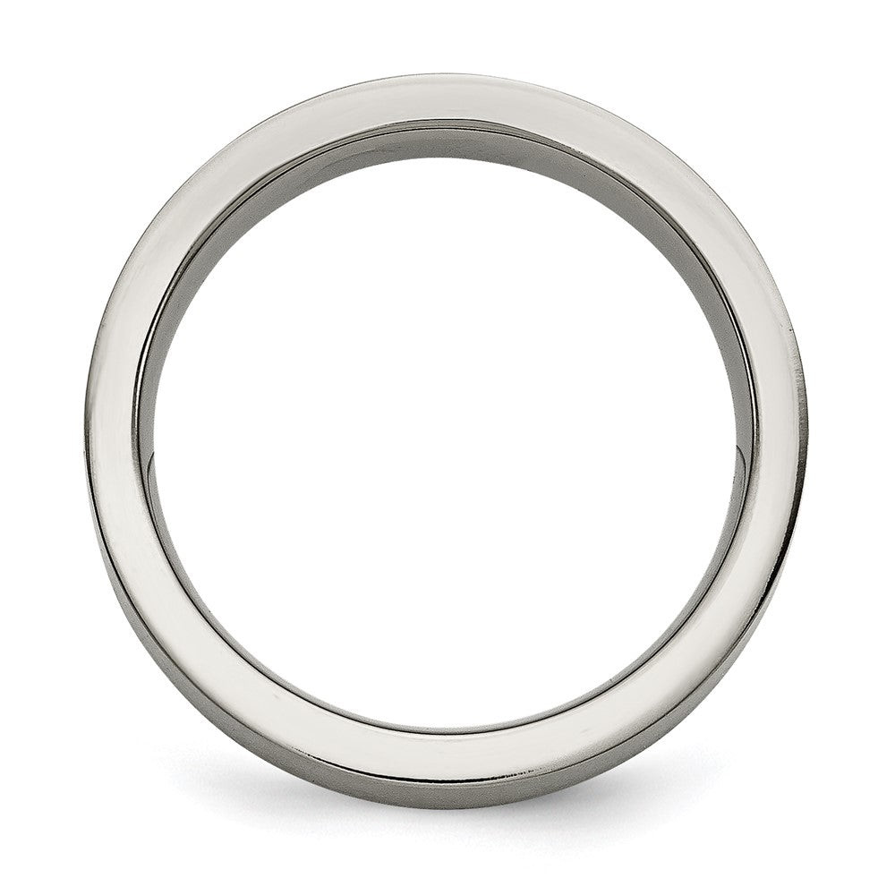 Titanium/Silver Two Tone Titanium Brushed Sterling Silver Inlay 6mm Flat Band