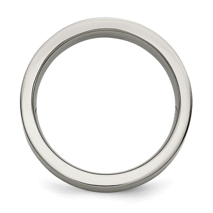 Titanium/Silver Two Tone Titanium Brushed Sterling Silver Inlay 6mm Flat Band