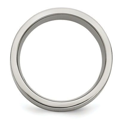 Titanium/Silver Two Tone Titanium Brushed Sterling Silver Inlay 8mm Flat Band