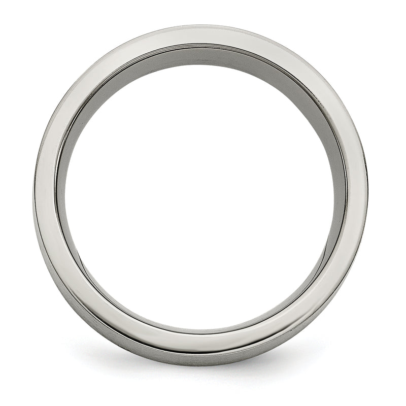 Titanium/Silver Two Tone Titanium Brushed Sterling Silver Inlay 8mm Flat Band