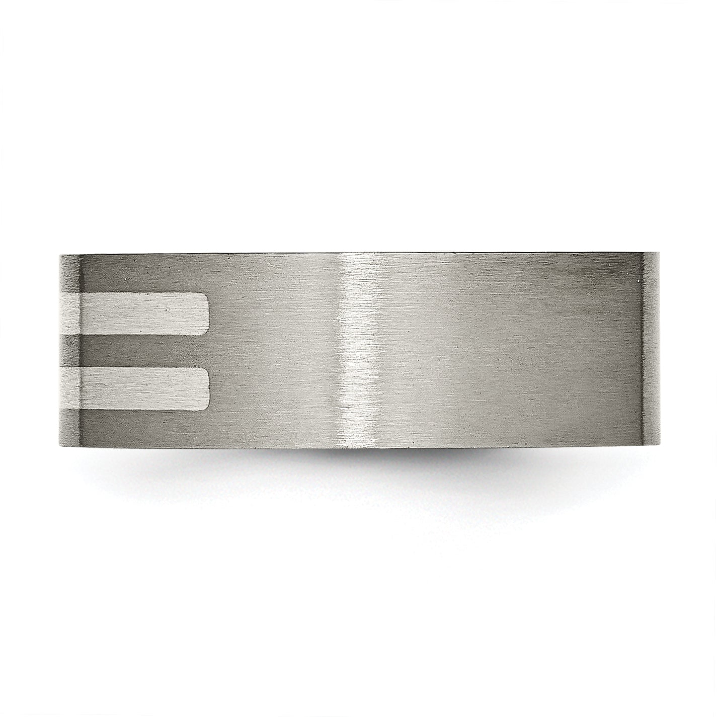 Titanium/Silver Two Tone Titanium Brushed Sterling Silver Inlay 8mm Flat Band