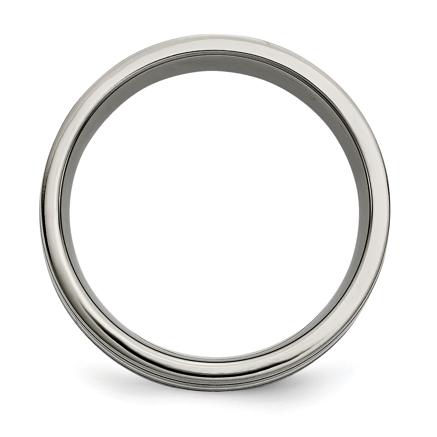 Titanium/Silver Two Tone Titanium Brushed Sterling Silver Inlay 8mm Grooved Band