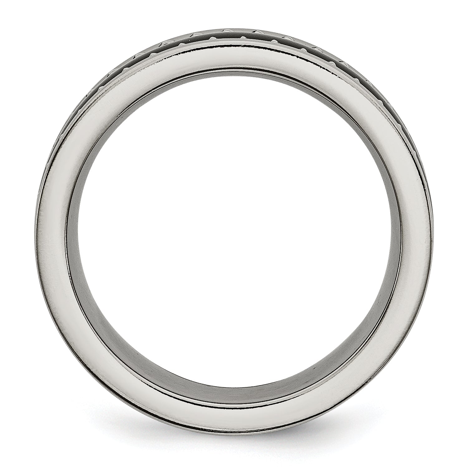 Titanium Sawtooth Accent/Polished Black Ceramic Center 8mm Band (Size 7 Only)