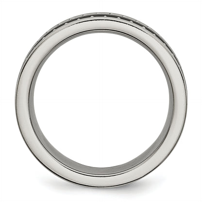 Titanium Sawtooth Accent/Polished Black Ceramic Center 8mm Band (Size 7 Only)