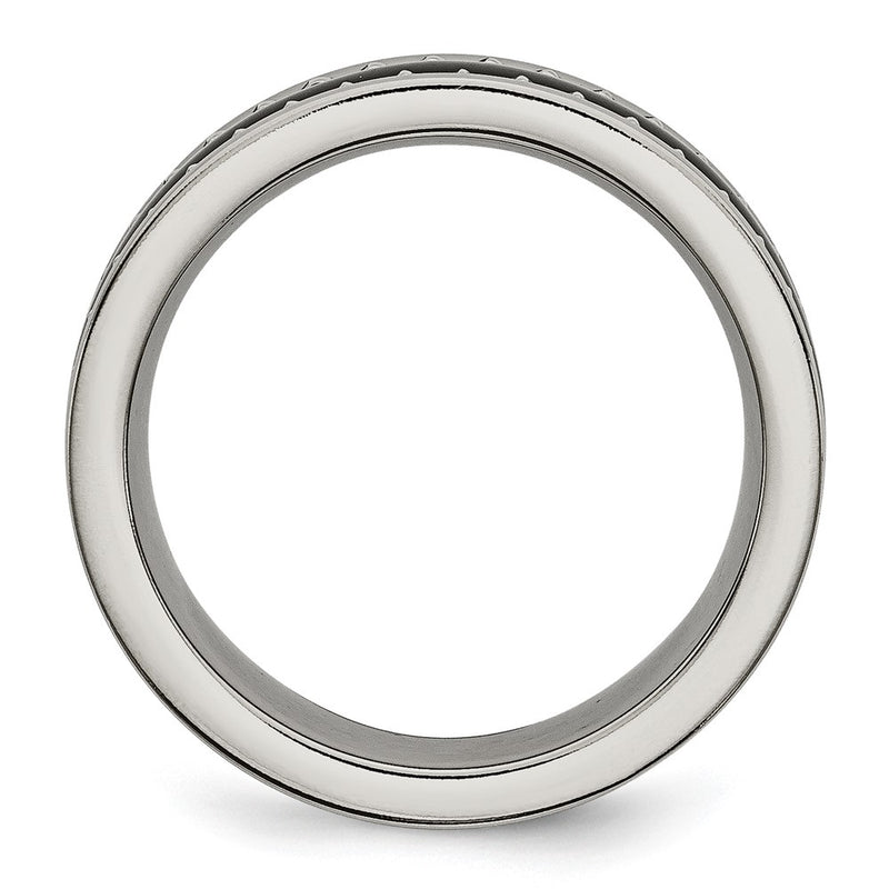 Titanium Sawtooth Accent/Polished Black Ceramic Center 8mm Band (Size 7 Only)