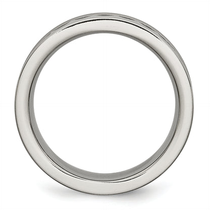 Titanium Sawtooth Accent/Polished Black Ceramic Center 8mm Band (Size 8 Only)