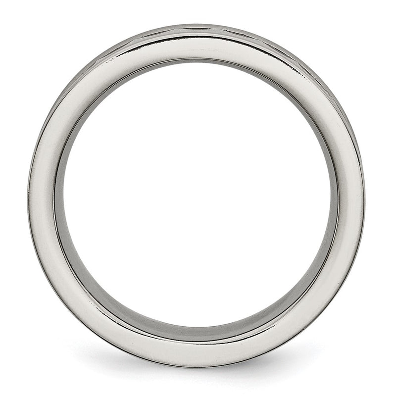 Titanium Sawtooth Accent/Polished Black Ceramic Center 8mm Band (Size 8 Only)