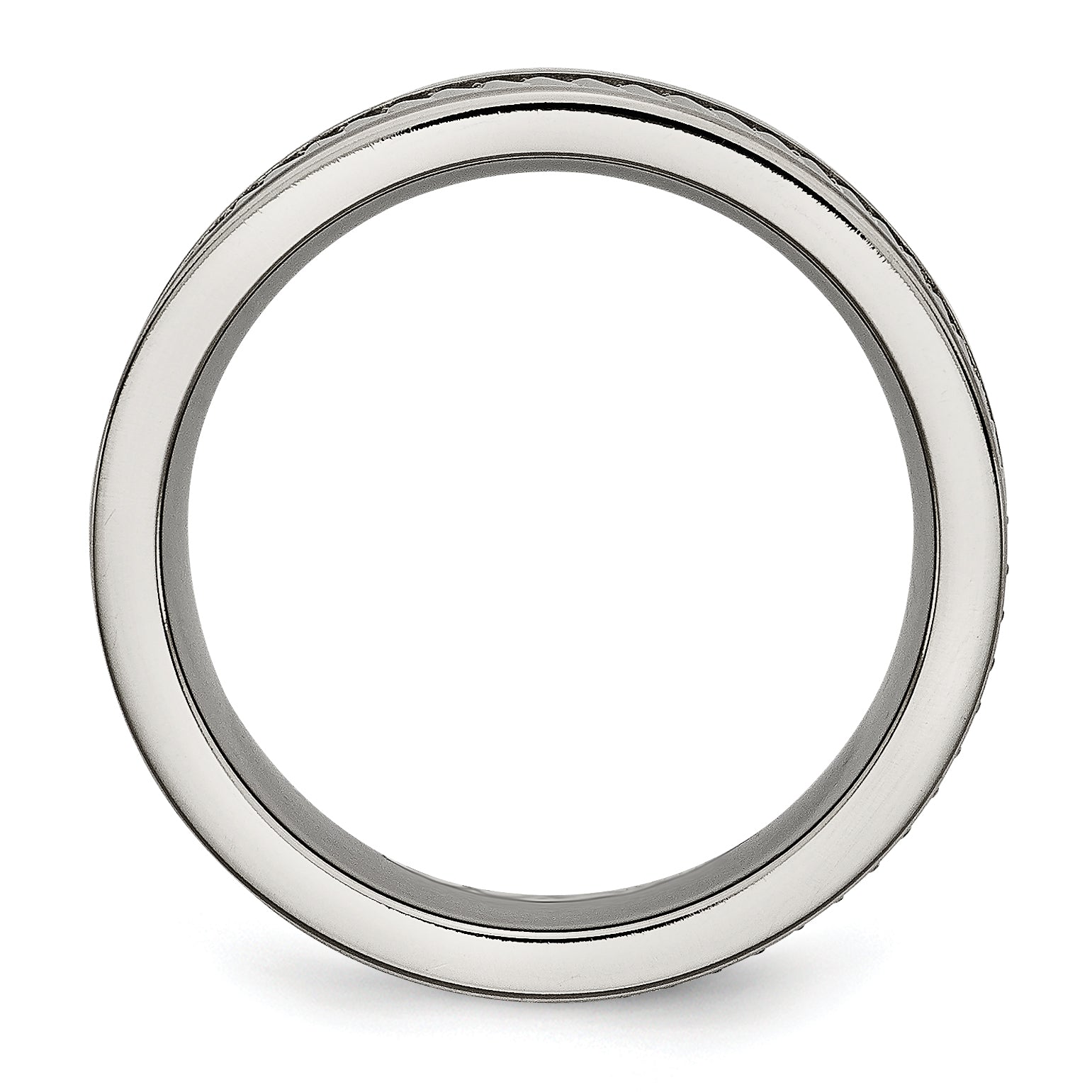 Titanium Sawtooth Design Flat Polished Brushed Edge 8mm Band