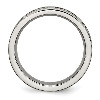 Titanium Sawtooth Design Flat Polished Brushed Edge 8mm Band