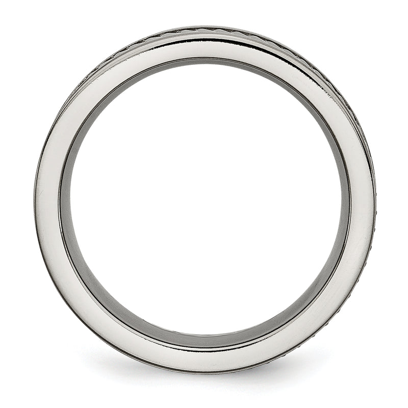 Titanium Sawtooth Design Flat Polished Brushed Edge 8mm Band