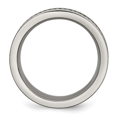 Titanium Sawtooth Design Flat Polished Brushed Edge 8mm Band