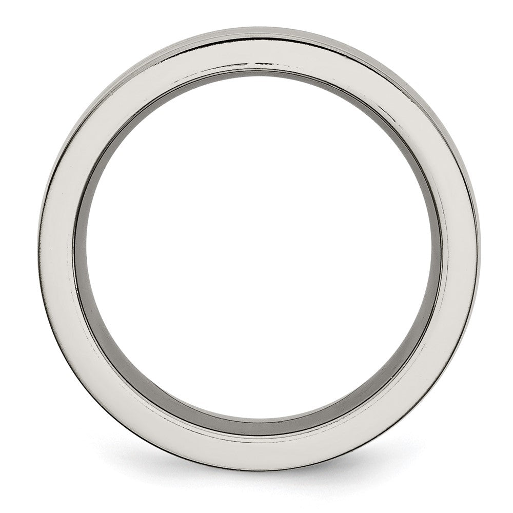 Titanium Base Polished Black Ceramic Center Flat 8mm Band