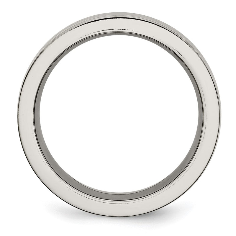Titanium Base Polished Black Ceramic Center Flat 8mm Band