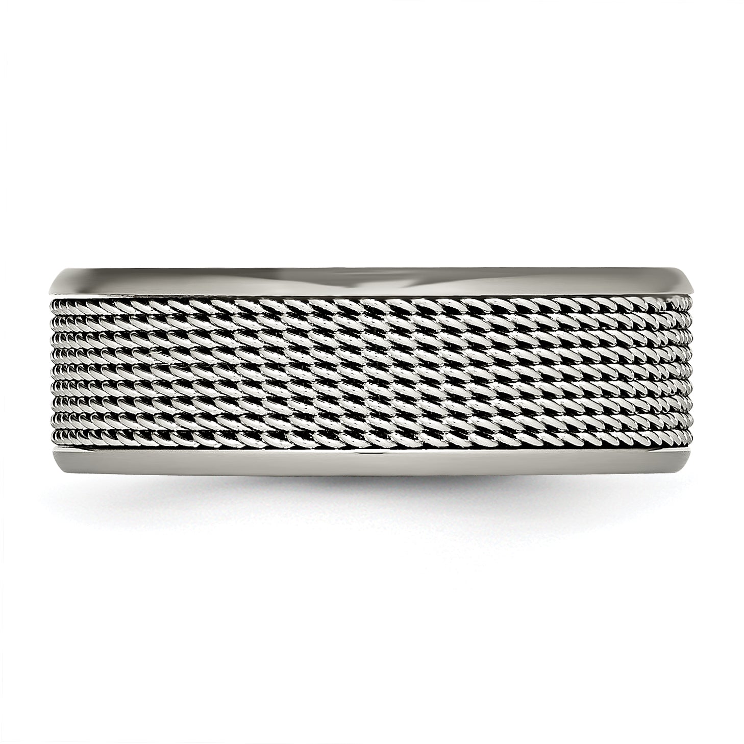 Titanium Base With Stainless Steel Mesh Center 8mm Band
