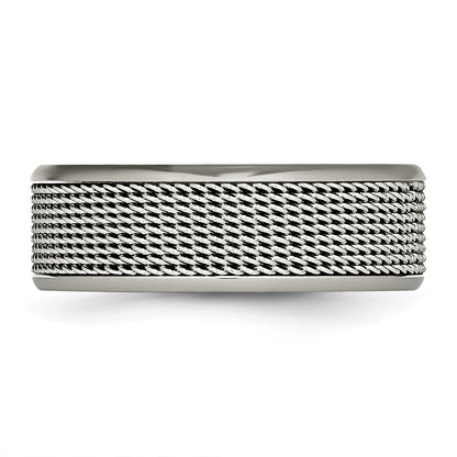 Titanium Base With Stainless Steel Mesh Center 8mm Band
